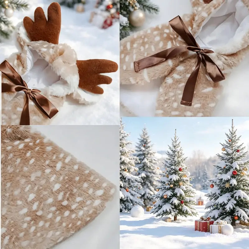 Weight-Based 1-Piece Reindeer Christmas Pet Costume, Soft Plush Winter Hoodie with Antlers, Cozy Warm Dog Coat for Small Dogs-Cats, Holiday Party Dress-Up Photo Props (Sports & Outdoor Clothing), One Piece