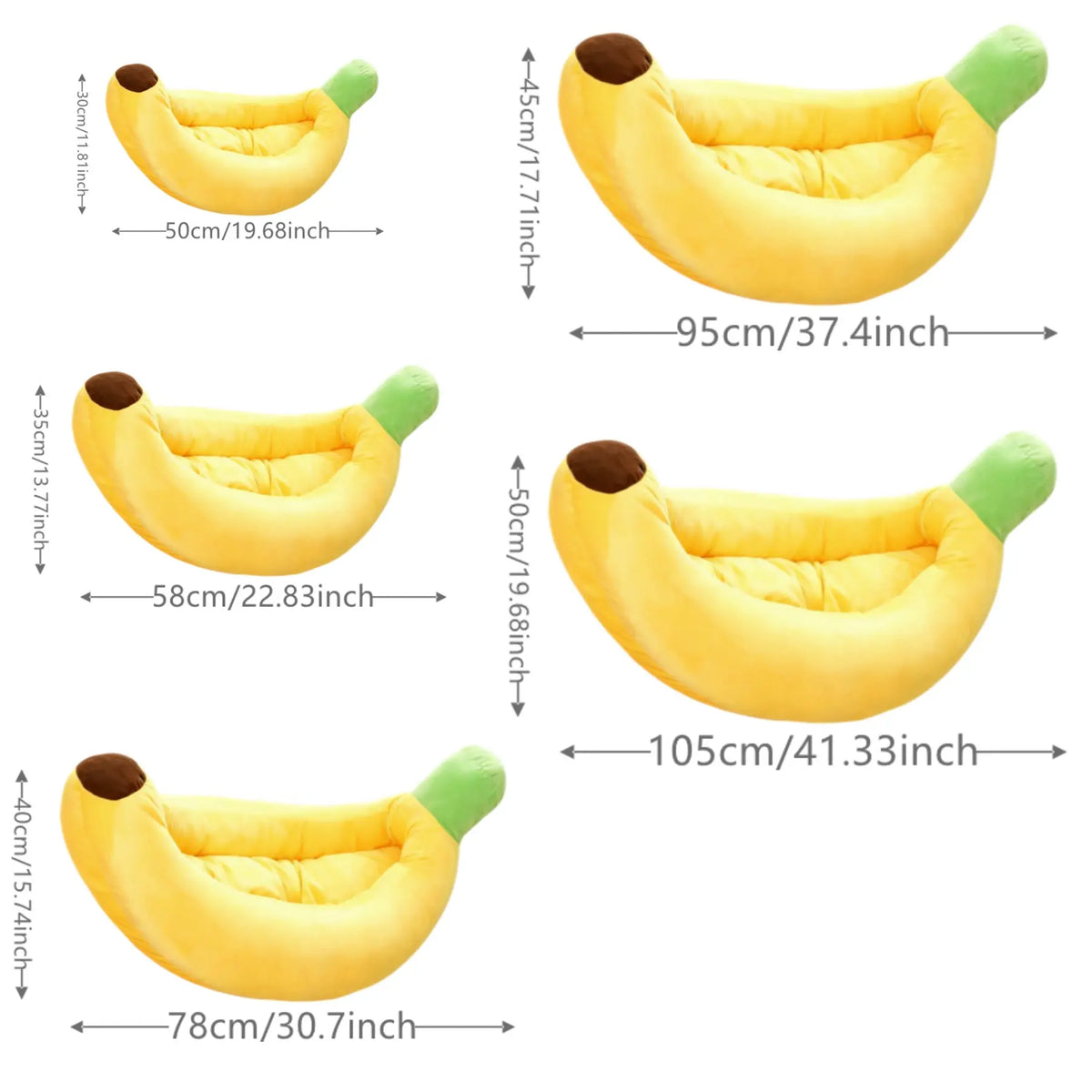 Multi-Size Banana Dog Bed, Puppy Bed, Soft Plush Pet House, PP Cotton Filled, Comfortable and Safe, Ideal Gift for Pets, Christmas, Birthday, Festival