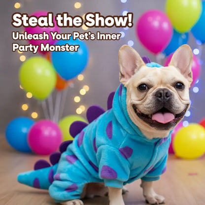 Dinosaur Flannel Pet Costume Soft Warm Four-Leg Jumpsuit for Dogs & Cats Cute Cosplay Outfit for Christmas New Year'S Party Button Closure Windproof Comfortable Green Fleece with 3D Spikes