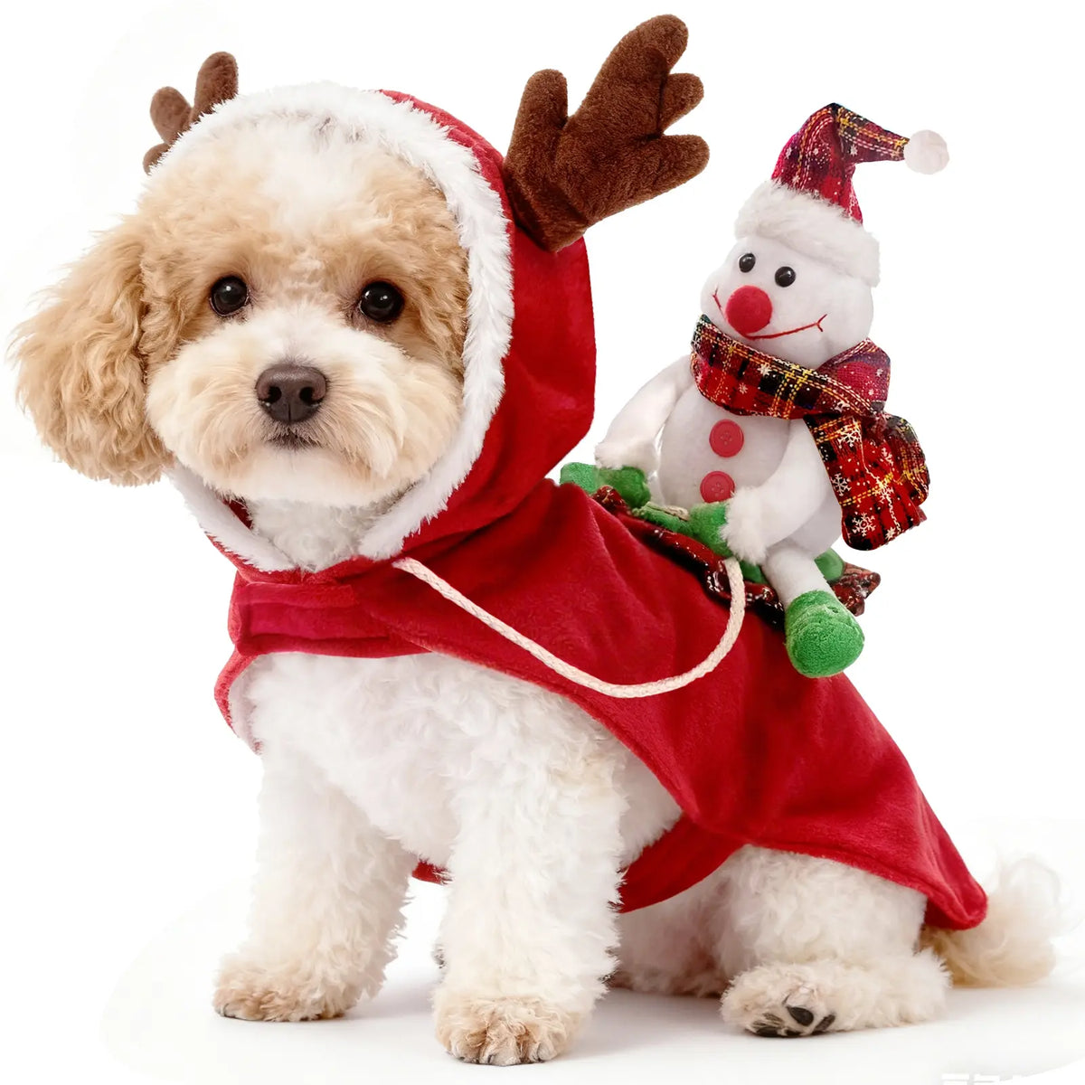 Winter Adjustable Christmas Dog Costume, Reindeer Design Pet, Thickened Warm Clothes for Medium Large Dogs, Festive Holiday Apparel for Poodle