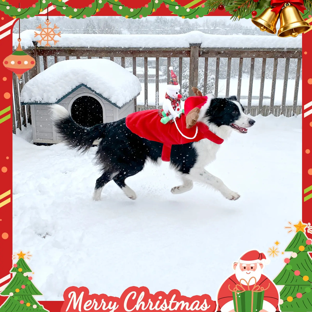 Winter Adjustable Christmas Dog Costume, Reindeer Design Pet, Thickened Warm Clothes for Medium Large Dogs, Festive Holiday Apparel for Poodle