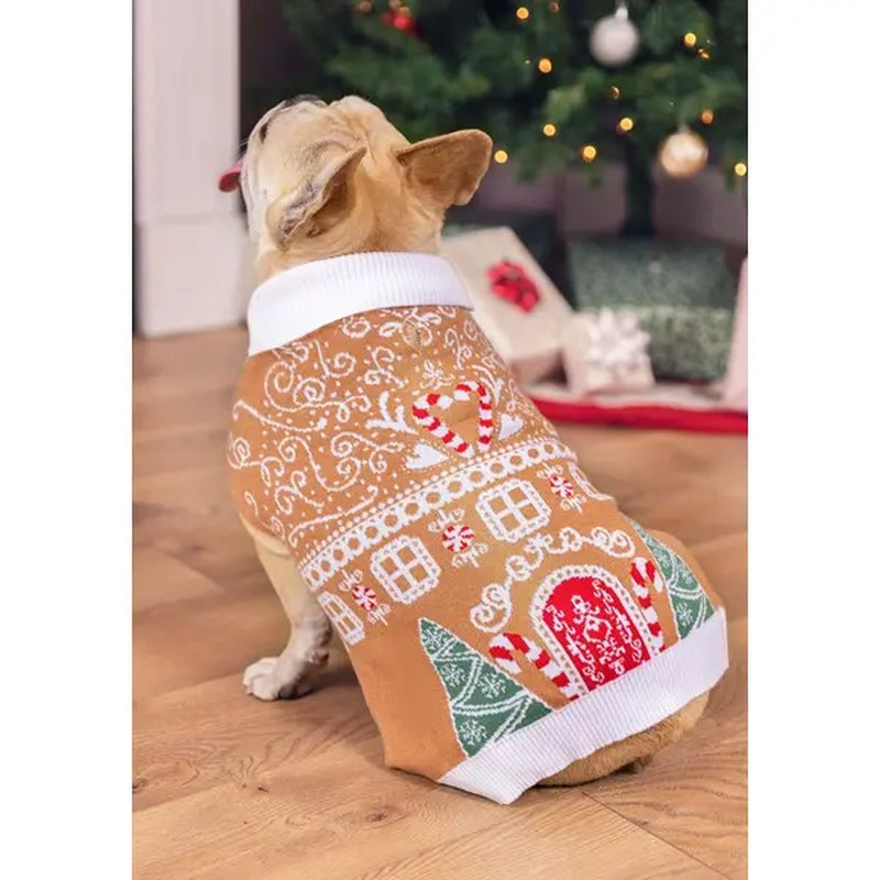 Halloweencostumes Gingerbread Pet Sweater, Warm Dog & Cat Holiday Costumes