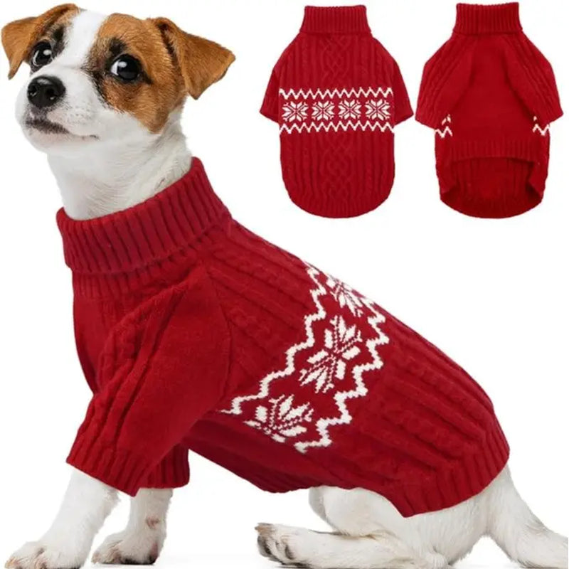 Kuoser Acrylic Nylon Pullover Dog Sweater - Multi-Size Pullover Coat for Large Dogs, Warm Cable Knit with Ribbed Cuffs, Secure Fit Christmas Winter Pet Apparel for Labrador Beagle (Green, Red)