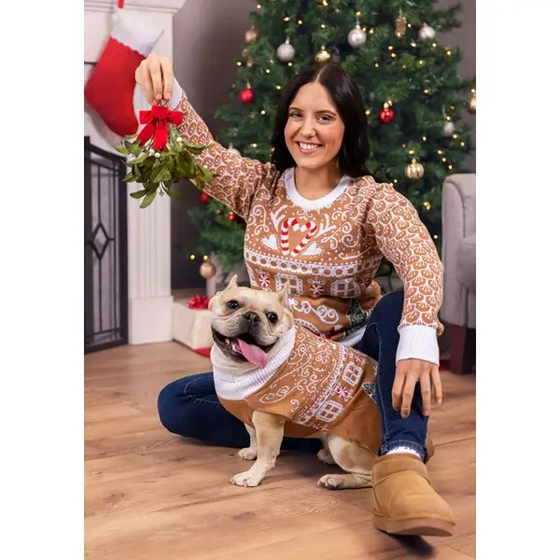 Halloweencostumes Gingerbread Pet Sweater, Warm Dog & Cat Holiday Costumes