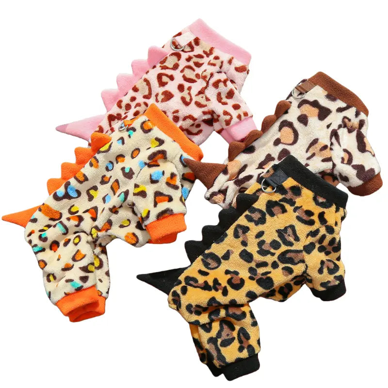 Dinosaur Flannel Pet Costume Soft Warm Four-Leg Jumpsuit for Dogs & Cats Cute Cosplay Outfit for Christmas New Year'S Party Button Closure Windproof Comfortable Green Fleece with 3D Spikes