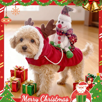 Winter Adjustable Christmas Dog Costume, Reindeer Design Pet, Thickened Warm Clothes for Medium Large Dogs, Festive Holiday Apparel for Poodle