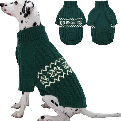 Kuoser Acrylic Nylon Pullover Dog Sweater - Multi-Size Pullover Coat for Large Dogs, Warm Cable Knit with Ribbed Cuffs, Secure Fit Christmas Winter Pet Apparel for Labrador Beagle (Green, Red)