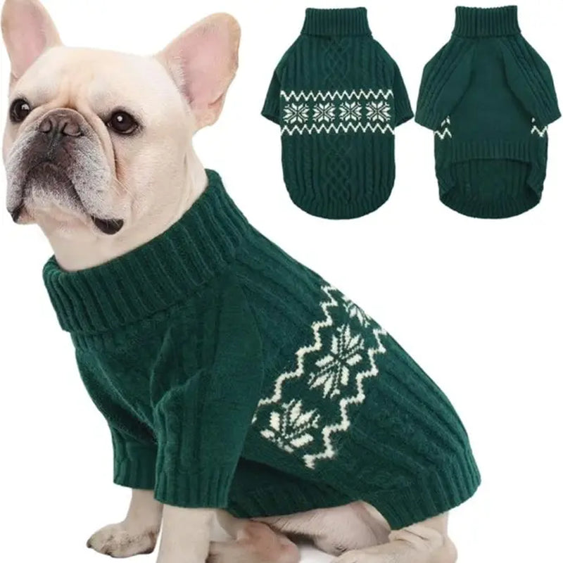 Kuoser Acrylic Nylon Pullover Dog Sweater - Multi-Size Pullover Coat for Large Dogs, Warm Cable Knit with Ribbed Cuffs, Secure Fit Christmas Winter Pet Apparel for Labrador Beagle (Green, Red)
