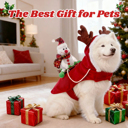 Winter Adjustable Christmas Dog Costume, Reindeer Design Pet, Thickened Warm Clothes for Medium Large Dogs, Festive Holiday Apparel for Poodle