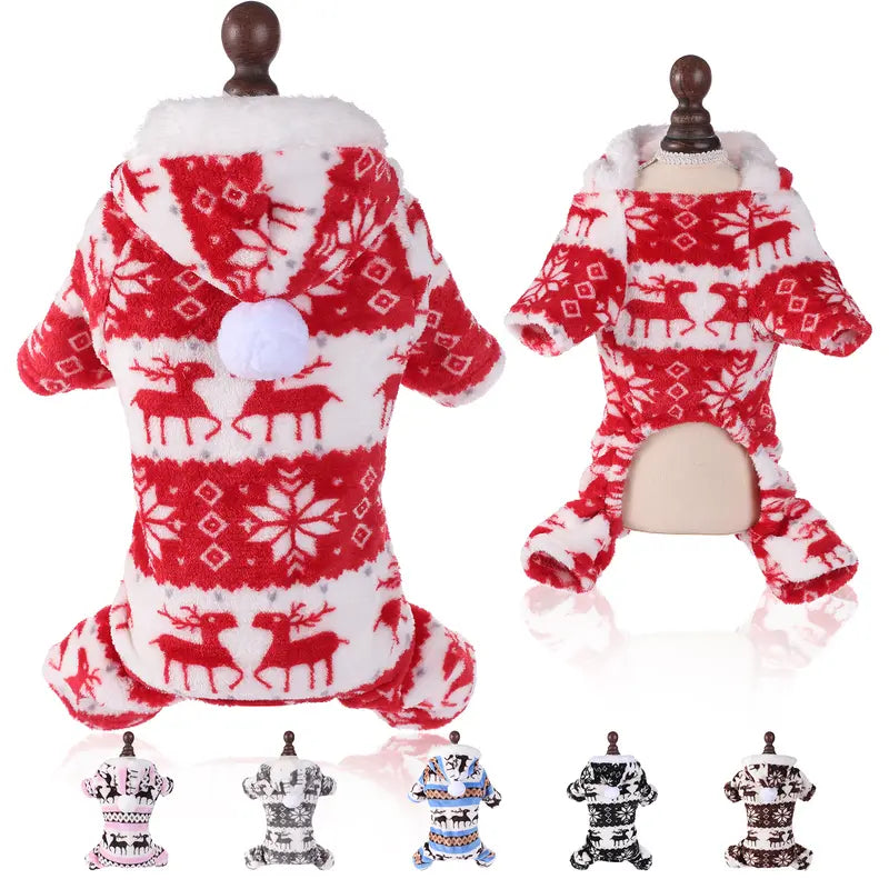 Super Soft Coral Fleece Pet Clothes for Puppies, Christmas Warm Home Clothes for Cats and Dogs in Winter