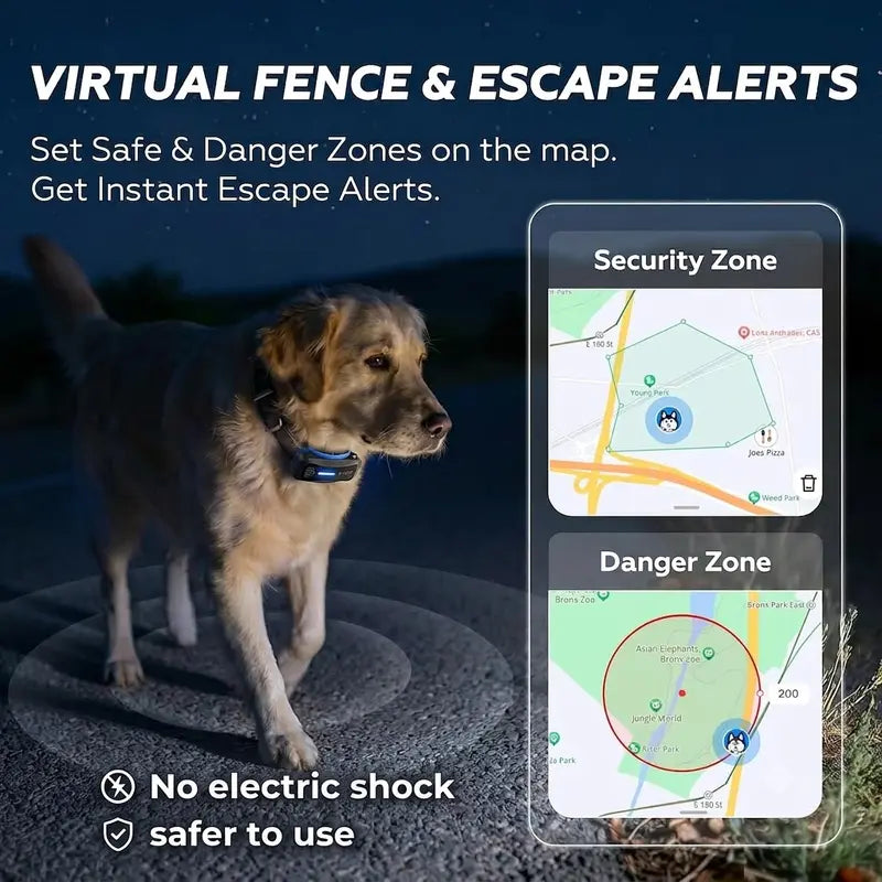 Dogs Never Get Lost.Global GPS Smart & Electric Fence for Dog,Dbdd, IP67 Waterproof AI Collar, Outdoor GPS Fence System. Mood Recognition, Health Monitoring, Built-In Bell Locator and Anti-Lost Function，Tracker Training Collar for Pet，#Dealsforyoudays