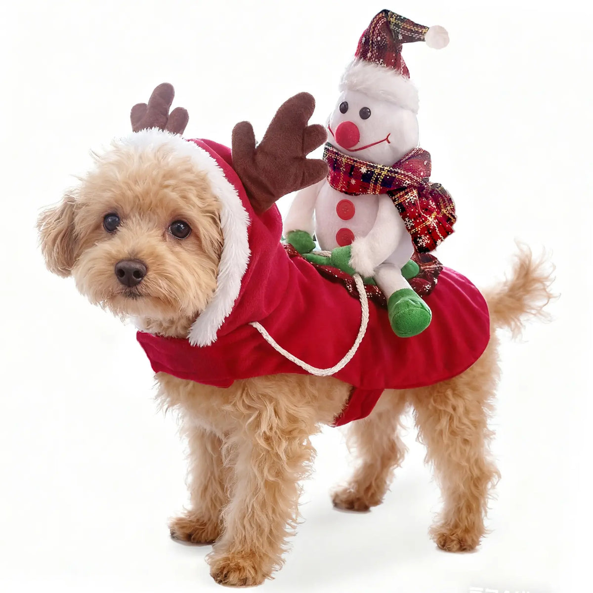 Winter Adjustable Christmas Dog Costume, Reindeer Design Pet, Thickened Warm Clothes for Medium Large Dogs, Festive Holiday Apparel for Poodle