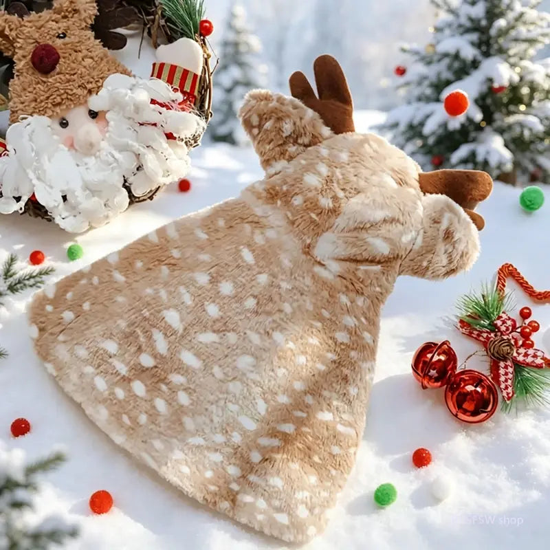 Weight-Based 1-Piece Reindeer Christmas Pet Costume, Soft Plush Winter Hoodie with Antlers, Cozy Warm Dog Coat for Small Dogs-Cats, Holiday Party Dress-Up Photo Props (Sports & Outdoor Clothing), One Piece