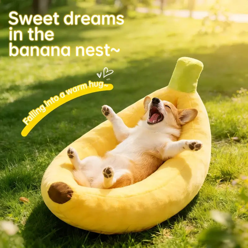 Multi-Size Banana Dog Bed, Puppy Bed, Soft Plush Pet House, PP Cotton Filled, Comfortable and Safe, Ideal Gift for Pets, Christmas, Birthday, Festival