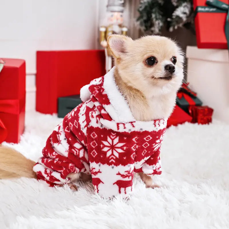 Super Soft Coral Fleece Pet Clothes for Puppies, Christmas Warm Home Clothes for Cats and Dogs in Winter