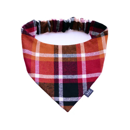 Plaid Scrunchie Dog Bandana, Handmade Stretchy Elastic Pet Bandana, Double Layer Durable Cotton Flannel Bandana for Small, Medium and Large Dogs, Gift for Dog, Made in the USA