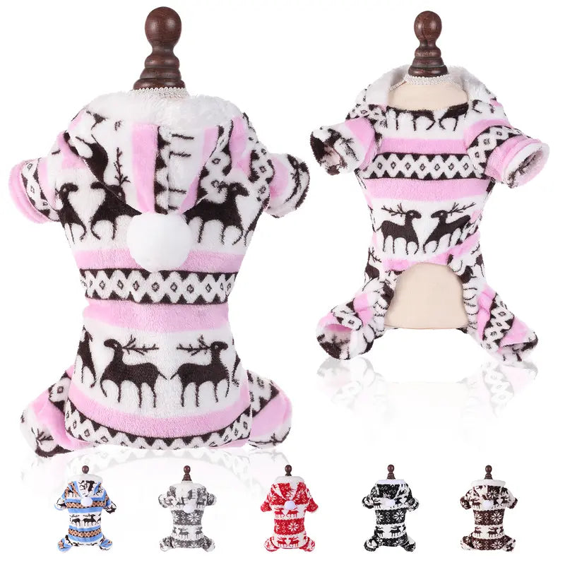 Super Soft Coral Fleece Pet Clothes for Puppies, Christmas Warm Home Clothes for Cats and Dogs in Winter