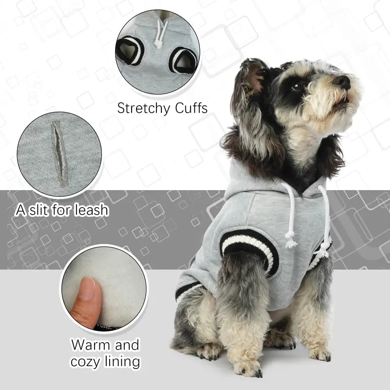 FUAMEY Dog Hoodie for Wooden Dogs Winter Fast Sweaters Pet Soft Warm Sweatshirt Dog Clothes with Pocket Soft Motivated Christmas Outfit with Leash Hole for Small Medium Large