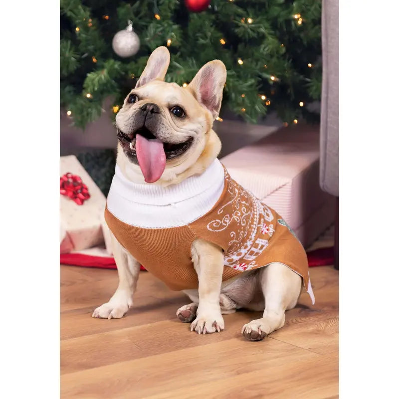 Halloweencostumes Gingerbread Pet Sweater, Warm Dog & Cat Holiday Costumes