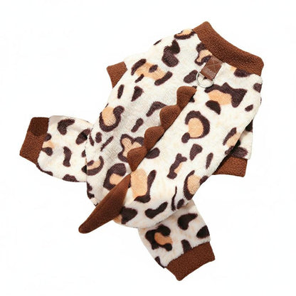 Dinosaur Flannel Pet Costume Soft Warm Four-Leg Jumpsuit for Dogs & Cats Cute Cosplay Outfit for Christmas New Year'S Party Button Closure Windproof Comfortable Green Fleece with 3D Spikes
