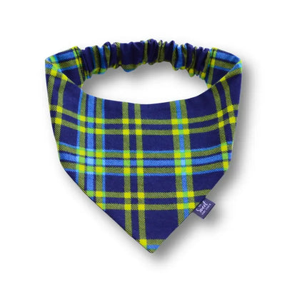 Plaid Scrunchie Dog Bandana, Handmade Stretchy Elastic Pet Bandana, Double Layer Durable Cotton Flannel Bandana for Small, Medium and Large Dogs, Gift for Dog, Made in the USA