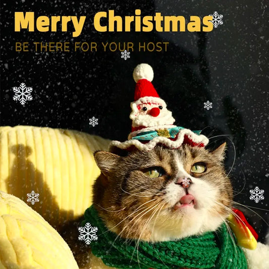 Christmas Tree Decoration Handmade Pet Decoration Hat for Kitten and Puppy Headband Christmas Pet Headwear Hat Christmas Handmade Gift