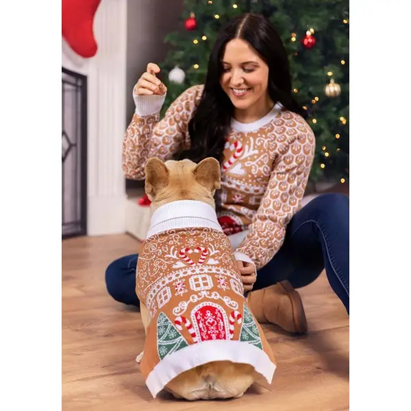 Halloweencostumes Gingerbread Pet Sweater, Warm Dog & Cat Holiday Costumes
