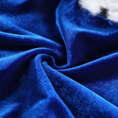 Royal Velvet Pet Cloak with Fur Trim for Cats & Dogs, Blue, S