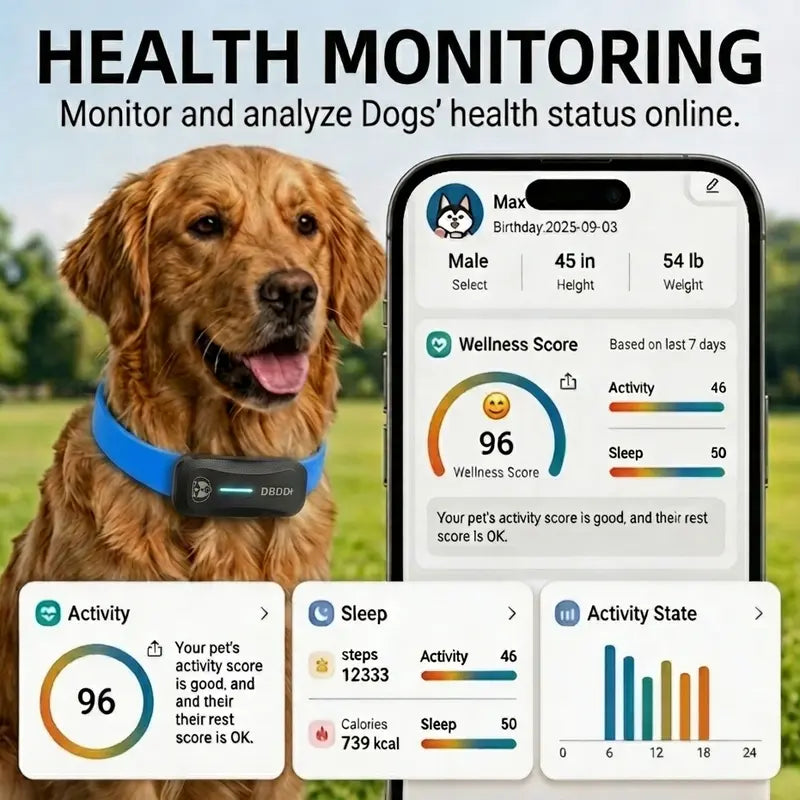 Dogs Never Get Lost.Global GPS Smart & Electric Fence for Dog,Dbdd, IP67 Waterproof AI Collar, Outdoor GPS Fence System. Mood Recognition, Health Monitoring, Built-In Bell Locator and Anti-Lost Function，Tracker Training Collar for Pet，#Dealsforyoudays