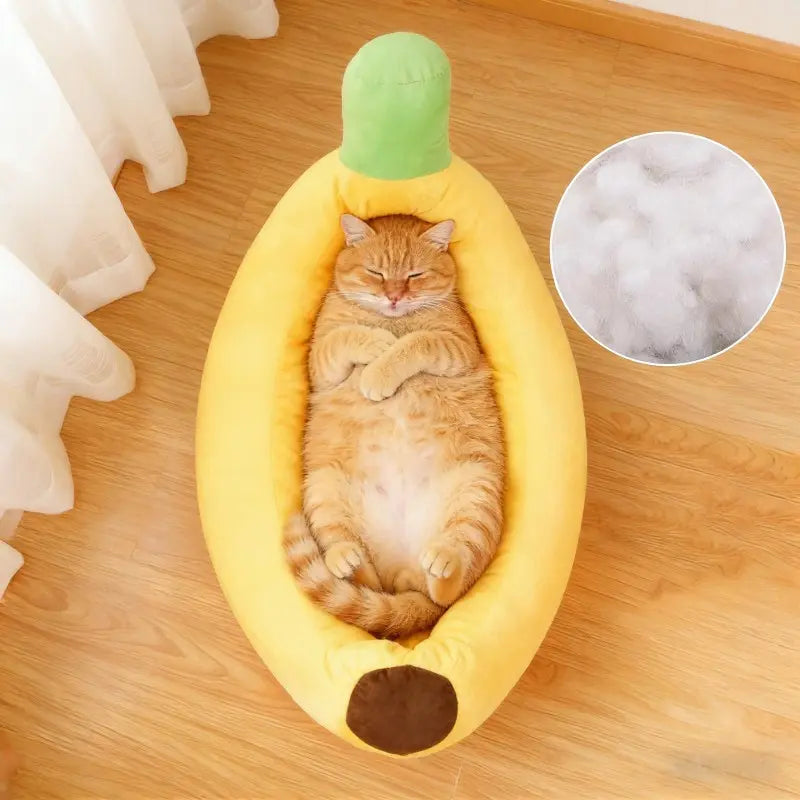 Multi-Size Banana Dog Bed, Puppy Bed, Soft Plush Pet House, PP Cotton Filled, Comfortable and Safe, Ideal Gift for Pets, Christmas, Birthday, Festival